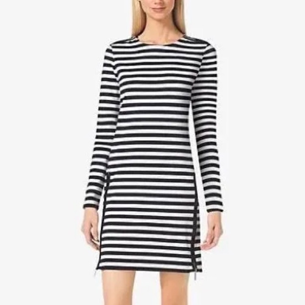 Michael Kors Navy Striped Dress Petite Medium